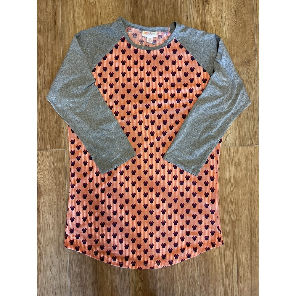 Disney Lularoe Minnie Mouse Randy  Top Women's Size XS Raglan Stretch Shirt Fall